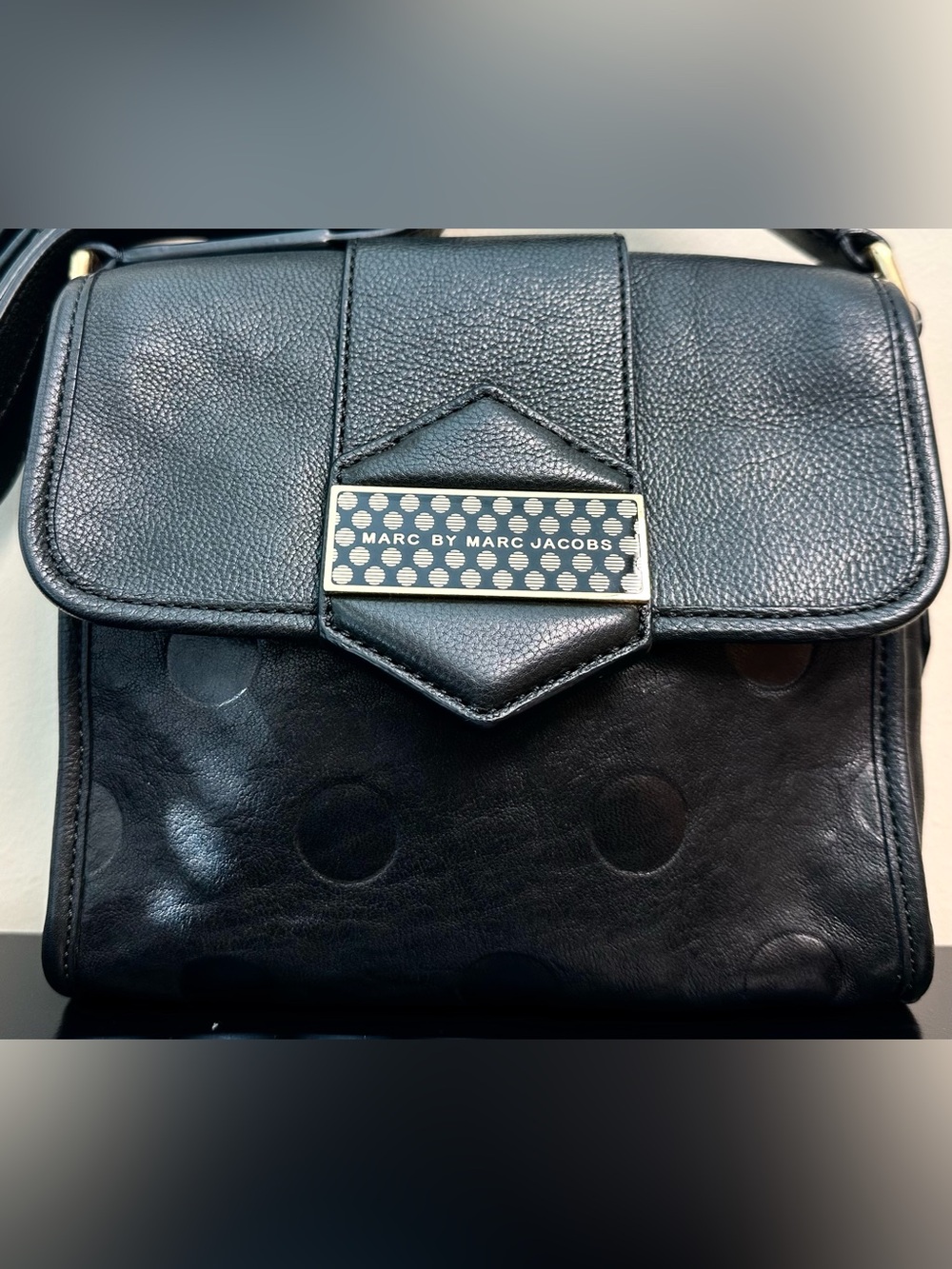 Marc by Marc Jacobs Black Leather Polka Dot Crossbody Bag 🖤💛